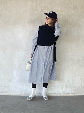「ap retro（アプレトロ）のアイテム（シャツワンピース）」を使った、yukariさん（レディース・168cm）の冬コーディネート