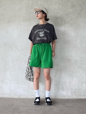 「メガネ女子」｜「アイテム（セットアップ）」を使った、yukariさん（レディース・168cm）の夏コーディネート