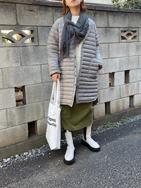 「チェルシーブーツ」｜「アイテム（ダウンジャケット/コート）」を使った、yukariさん（レディース・168cm）の秋コーディネート