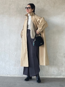 「ap retro（アプレトロ）のアイテム（ステンカラーコート）」を使った、yukariさん（レディース・168cm）の冬コーディネート
