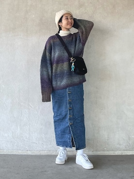 「FREAK'S STORE（フリークスストア）のアイテム（ピアス（両耳用））」を使った、yukariさん（レディース・168cm）の冬コーディネート