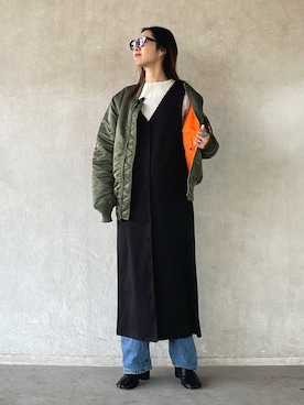 「alpha_industries_japan」｜yukariさん（レディース・168cm）の冬コーディネート