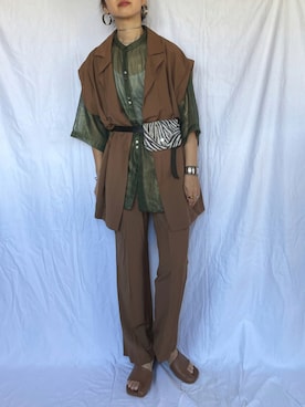 「秋色コーデ」｜「アイテム（アクセサリー）」を使った、yukariさん（レディース・168cm）の夏コーディネート