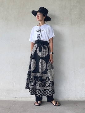 「みんなの白Tフェス」｜「アイテム（スカート）」を使った、yukariさん（レディース・168cm）の夏コーディネート