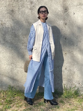 「春服デビュー宣言」｜「アイテム（シャツワンピース）」を使った、yukariさん（レディース・168cm）の春コーディネート