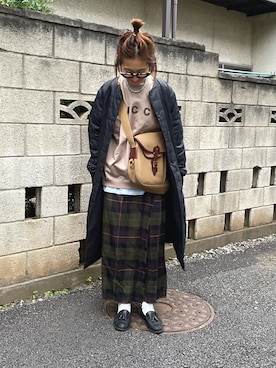 「キルトスカート」｜「アイテム（スウェット）」を使った、yukariさん（レディース・168cm）の秋コーディネート