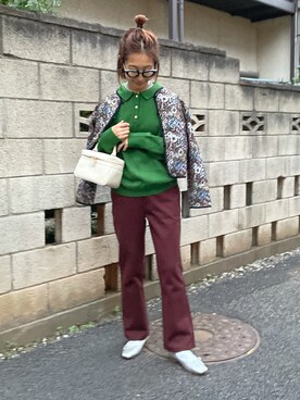 「レトロ」｜「アイテム（ノーカラージャケット）」を使った、yukariさん（レディース・168cm）の秋コーディネート