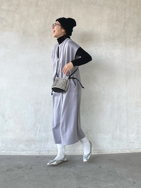 「スクエアトゥ」｜「アイテム（ニットキャップ/ビーニー）」を使った、yukariさん（レディース・168cm）の冬コーディネート