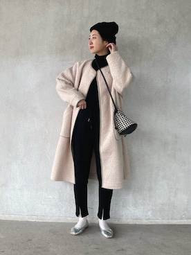 「スリットパンツ」｜「アイテム（モッズコート）」を使った、yukariさん（レディース・168cm）の冬コーディネート