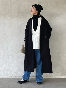 「ap retro（アプレトロ）のアイテム（チェスターコート）」を使った、yukariさん（レディース・168cm）の冬コーディネート