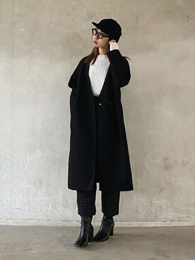 「NANO universe（ナノユニバース）のアイテム（ノーカラーコート）」を使った、yukariさん（レディース・168cm）の冬コーディネート