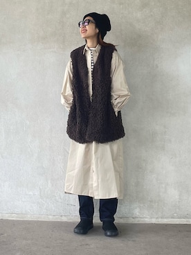 「ファーベスト」｜「アイテム（シャツワンピース）」を使った、yukariさん（レディース・168cm）の秋コーディネート