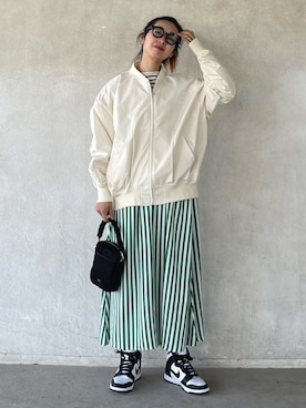 「春服デビュー宣言」｜「アイテム（MA-1）」を使った、yukariさん（レディース・168cm）の春コーディネート