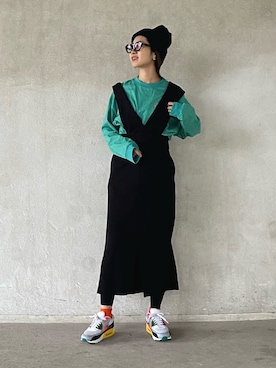「カラーソックス」｜「アイテム（ジャンパースカート）」を使った、yukariさん（レディース・168cm）の秋コーディネート