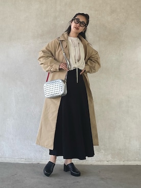 「ブラウス」｜「アイテム（ステンカラーコート）」を使った、yukariさん（レディース・168cm）の春コーディネート