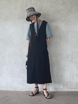 「スクエアトゥ」｜「アイテム（ジャンパースカート）」を使った、yukariさん（レディース・168cm）の夏コーディネート