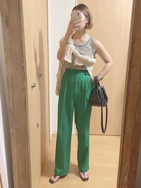 「カラー×コーデ」｜「アイテム（スラックス）」を使った、yumiさん（レディース・157cm）の夏コーディネート