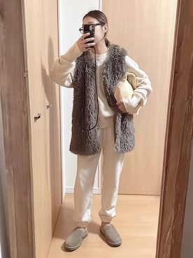 「ファーベスト」｜「アイテム（スウェットパンツ）」を使った、yumiさん（レディース・157cm）の秋コーディネート