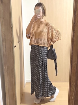 「VINTAGE（ヴィンテージ）のアイテム（スカート）」を使った、yumiさん（レディース・157cm）の春コーディネート