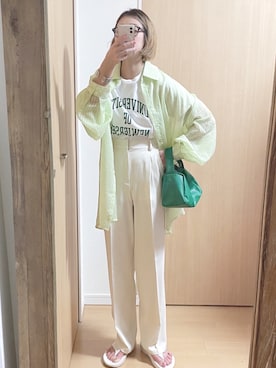 「カラー×コーデ」｜「アイテム（スラックス）」を使った、yumiさん（レディース・157cm）の夏コーディネート