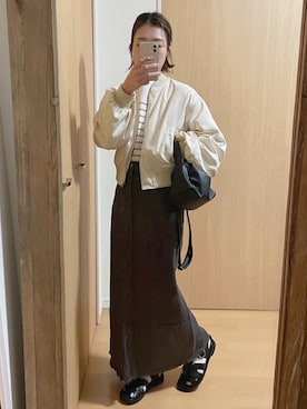 「ANGIE（アンジー）のアイテム（ブルゾン）」を使った、yumiさん（レディース・157cm）の春コーディネート