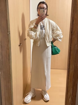 「ANGIE（アンジー）のアイテム（ブルゾン）」を使った、yumiさん（レディース・157cm）の春コーディネート