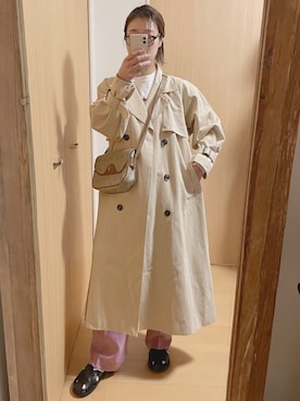 「春服みてみて」｜「アイテム（トレンチコート）」を使った、yumiさん（レディース・157cm）の春コーディネート