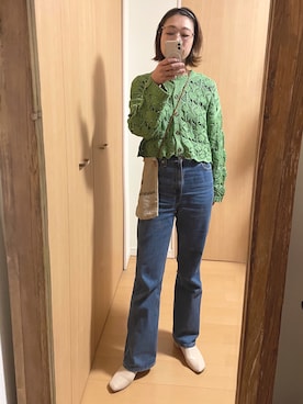 「VINTAGE（ヴィンテージ）のアイテム（バッグ）」を使った、yumiさん（レディース・157cm）の春コーディネート