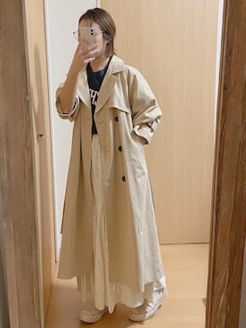 「アイテム（トレンチコート）」を使った、yumiさん（レディース・157cm）の春コーディネート