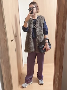 「#秋コーデ」｜「アイテム（スラックス）」を使った、yumiさん（レディース・157cm）の秋コーディネート