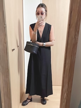 「アイテム（ジャンパースカート）」を使った、yumiさん（レディース・157cm）の夏コーディネート