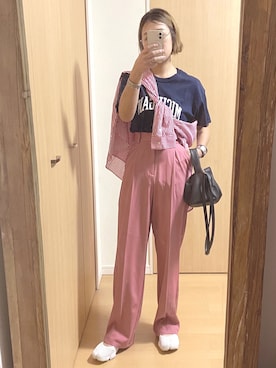 「カラー×コーデ」｜「アイテム（スラックス）」を使った、yumiさん（レディース・157cm）の春コーディネート