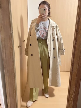 「春服みてみて」｜「アイテム（トレンチコート）」を使った、yumiさん（レディース・157cm）の春コーディネート