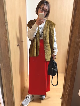 「WC（ダブル シー）のアイテム（バッグ）」を使った、yumiさん（レディース・157cm）の冬コーディネート