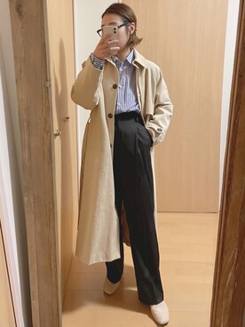 「スクエアトゥ」｜「アイテム（ステンカラーコート）」を使った、yumiさん（レディース・157cm）の春コーディネート