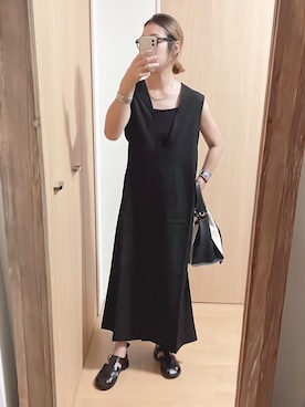「ANGIE（アンジー）のアイテム（ジャンパースカート）」を使った、yumiさん（レディース・157cm）の夏コーディネート