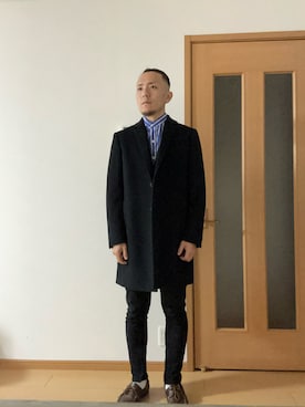 「アイテム（チェスターコート）」を使った、yuto178さん（メンズ・173cm）の冬コーディネート