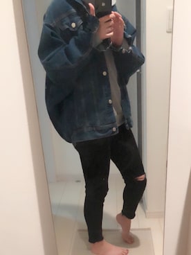 「GRL（グレイル）のアイテム（デニムジャケット）」を使った、Rieさん（レディース・160cm）の冬コーディネート