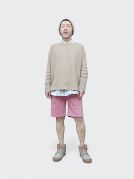 「inov-8（イノヴェイト）のアイテム（スニーカー、ベージュ系）」を使った、addict(s)さん（メンズ・178cm）の春コーディネート