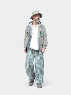 「Universal Style Wear（ユニバーサルスタイルウェア）のUniversal Style Wear HAV-A-HANK ハバハンク パッチワーク パンツ（その他パンツ、ブルー系）」を使った、addict(s)さん（メンズ・178cm）の春コーディネート