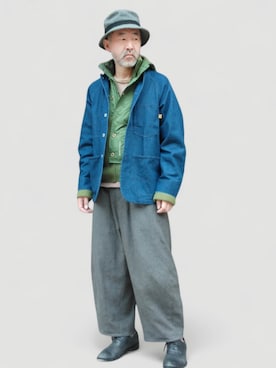 「アイテム（カバーオール）」を使った、addict(s)さん（メンズ・178cm）の冬コーディネート