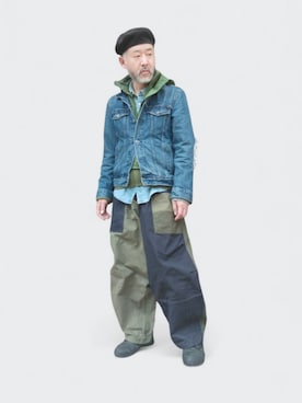 「fridge（フリッジ）のアイテム（パンツ、ブルー系）」を使った、addict(s)さん（メンズ・178cm）の春コーディネート