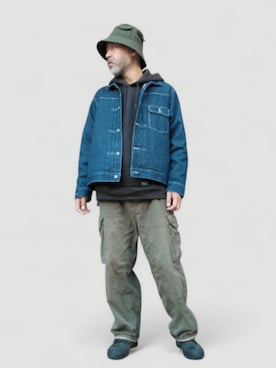 「アイテム（デニムジャケット）」を使った、addict(s)さん（メンズ・178cm）の秋コーディネート