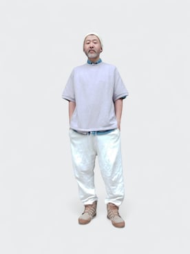 「go slow caravan（ゴースローキャラバン）のアイテム（Tシャツ/カットソー、パープル系）」を使った、addict(s)さん（メンズ・178cm）の春コーディネート