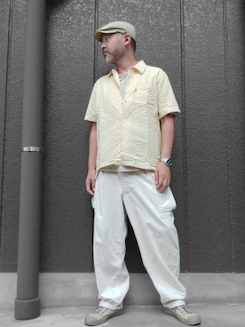 「真夏のアクティブスタイル」｜「アイテム（ハンチング/ベレー帽）」を使った、addict(s)さん（メンズ・178cm）の夏コーディネート