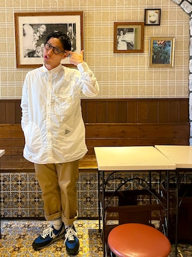 「and wander（アンドワンダー）のアイテム（トップス）」を使った、TO.TOMIさん（メンズ・162cm）の秋コーディネート