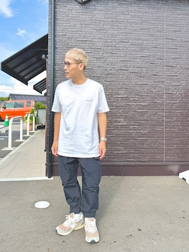 「COMME des GARCONS HOMME（コム デ ギャルソン・オム）のアイテム（Tシャツ/カットソー、ホワイト系）」を使った、TO.TOMIさん（メンズ・162cm）の夏コーディネート