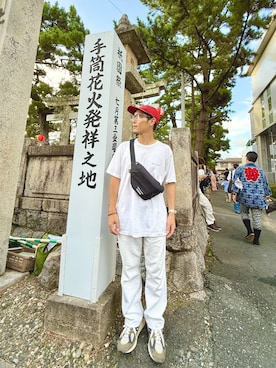 「アイテム（ボディバッグ/ウエストポーチ）」を使った、TO.TOMIさん（メンズ・162cm・30代）の夏コーディネート