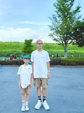 「COMME des GARCONS SHIRT（コムデギャルソンシャツ）のアイテム（Tシャツ/カットソー、ホワイト系）」を使った、TO.TOMIさん（メンズ・162cm）の夏コーディネート