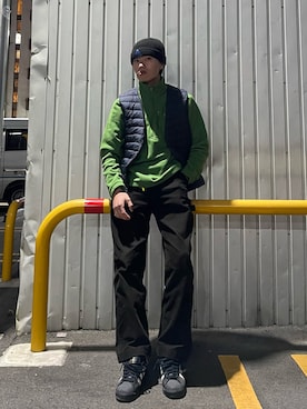 「ユニクロU」｜「アイテム（帽子）」を使った、Rさん（メンズ・173cm）の冬コーディネート